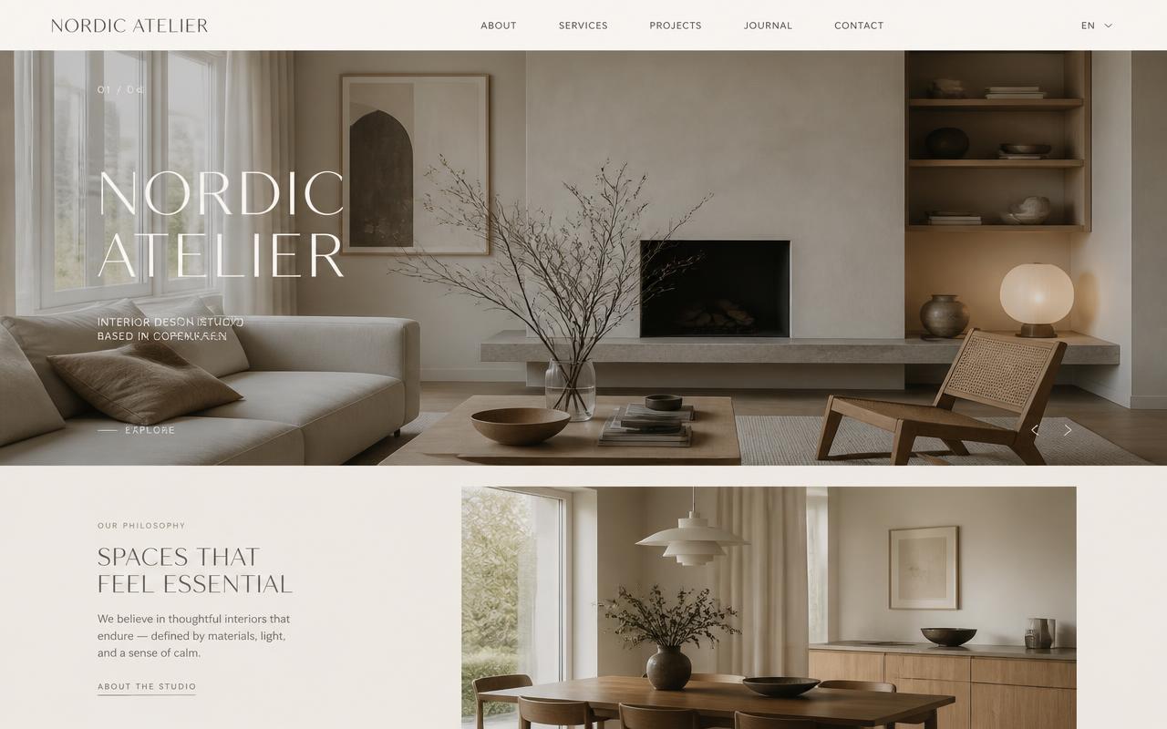Website-Projekt: Nordic Atelier — Concept Design