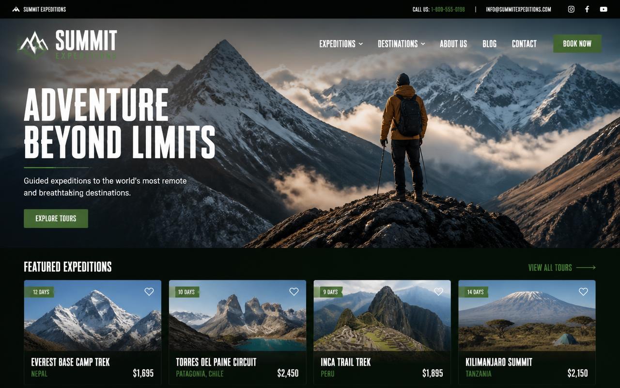 Website-Projekt: Summit Expeditions — Concept Design